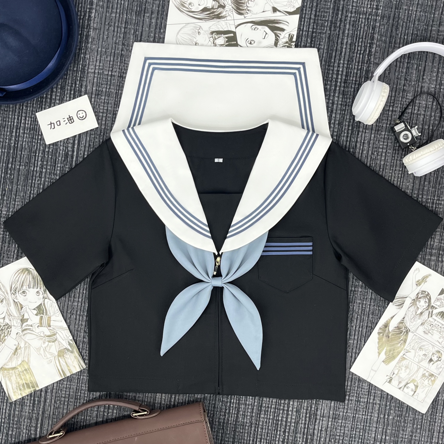 ブラック×ブルーリボン　清楚なセーラー服セット
