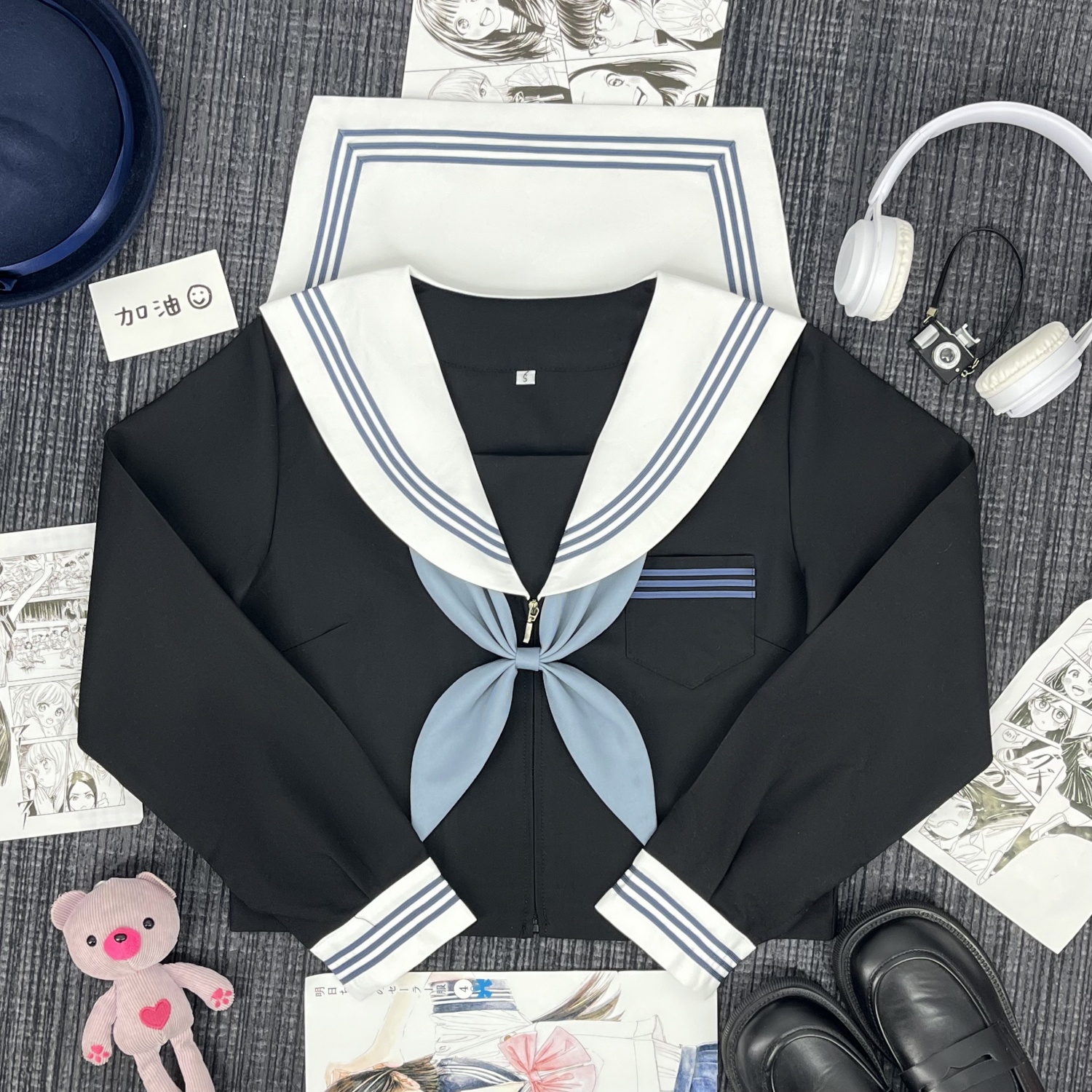 ブラック×ブルーリボン　清楚なセーラー服セット