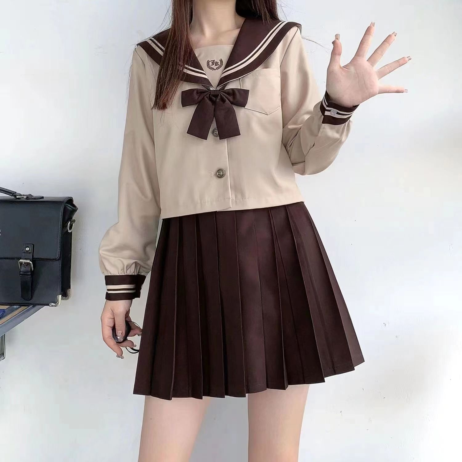 制服コスプレ　半袖／長袖 ブラウン　茶色　上品　レトロ　セーラー服