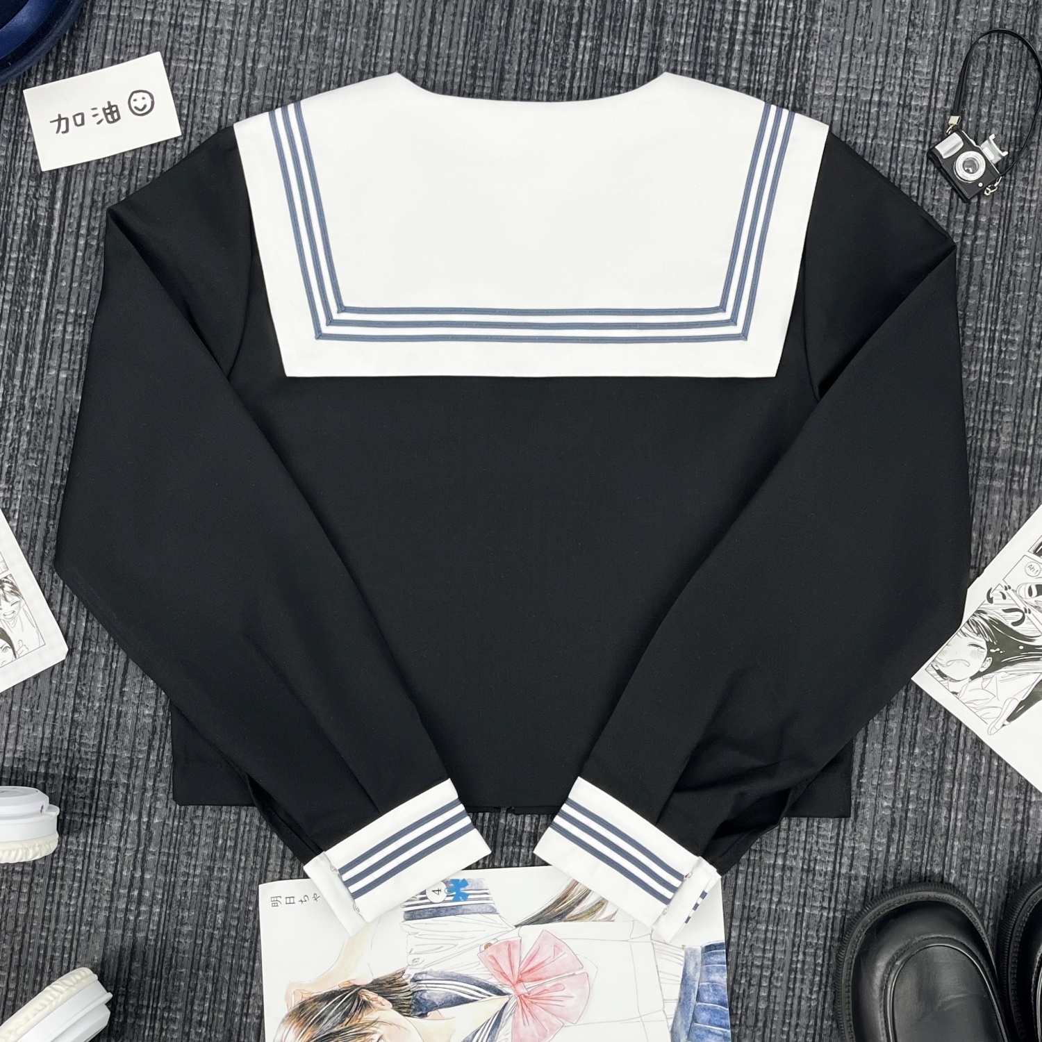 ブラック×ブルーリボン　清楚なセーラー服セット