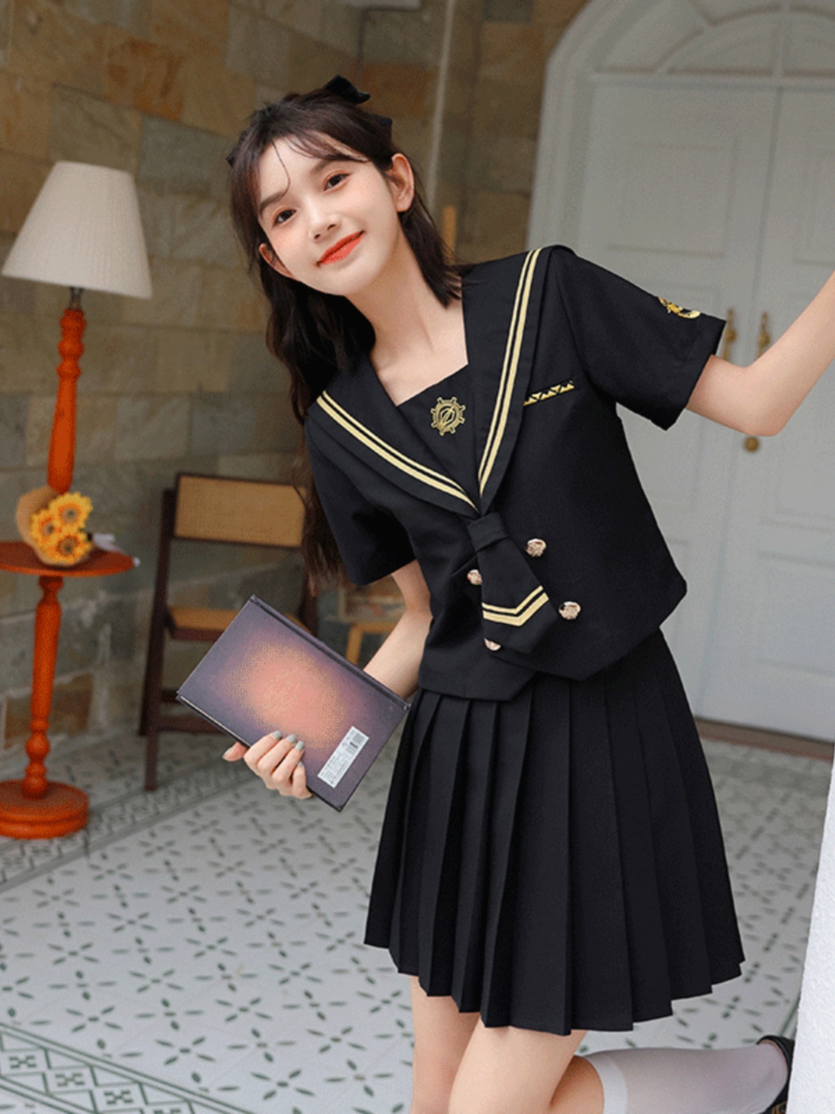 BLACK 海軍風　クールな夏用セーラー制服セット