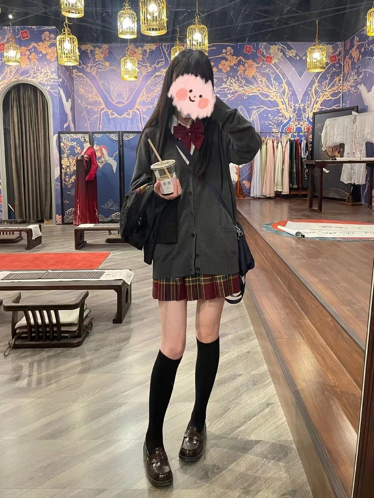 【制服セット】 学生風ニットカーディガン付き制服セット