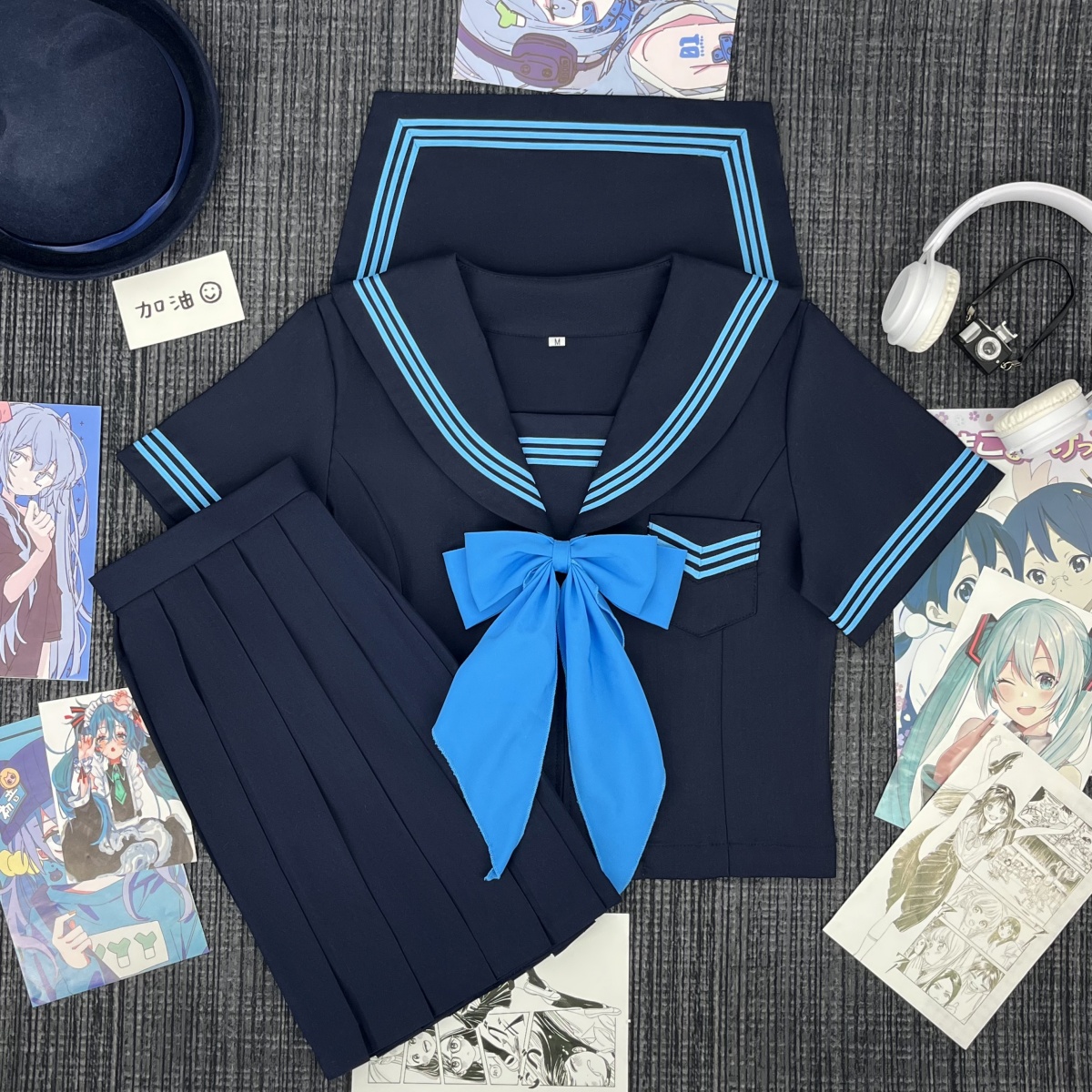 ブルーライン＆リボン  セーラー服セット