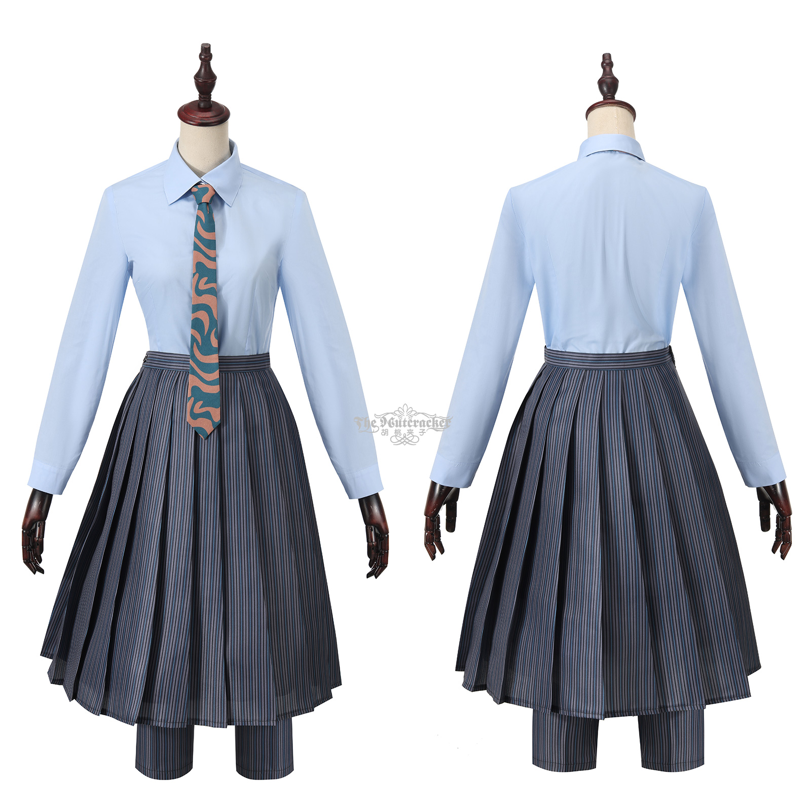 魔法学校風　制服コスプレセット　ブルーグリーン