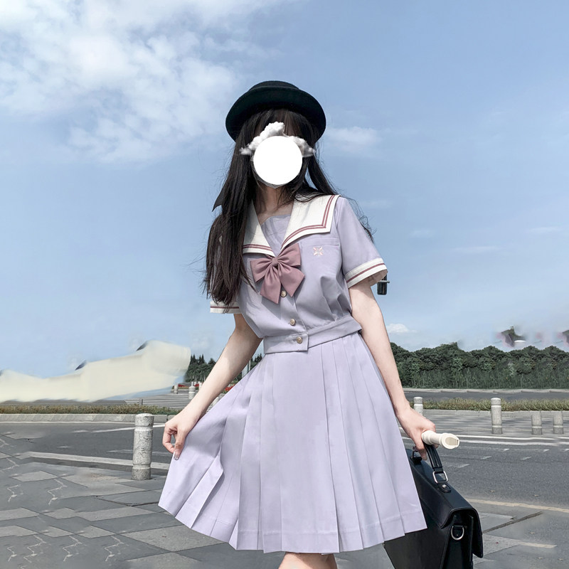 清楚系セーラー服風プリーツスカートセットアップ