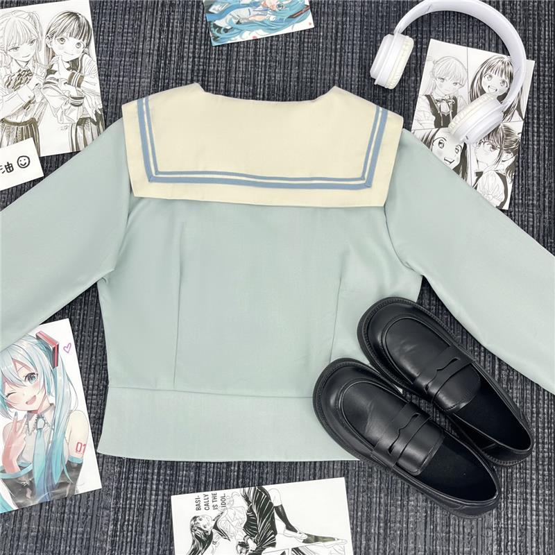 制服コスプレ　水色＆クリーム色　 半袖／長袖　セーラー服セット