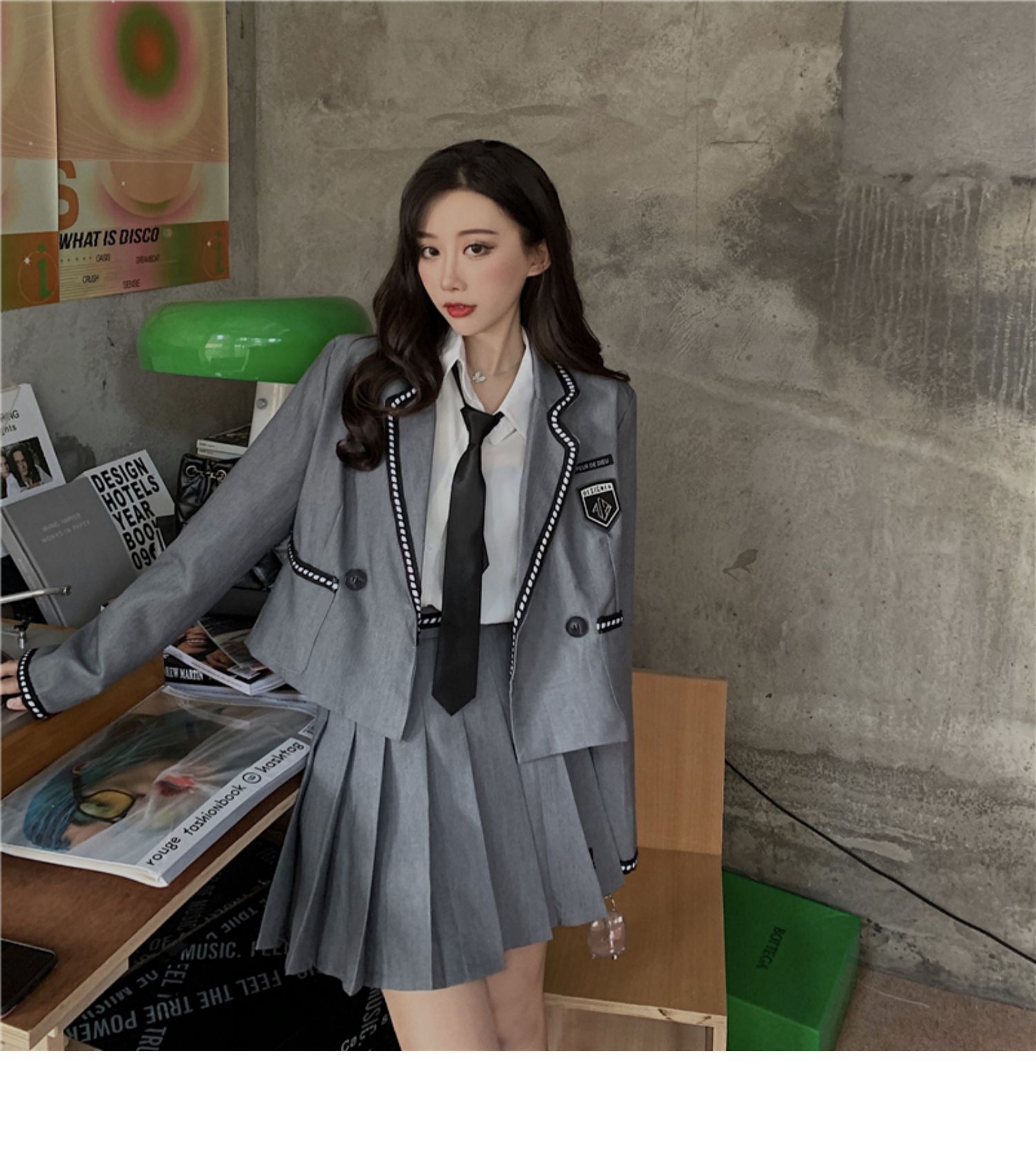 制服コスプレ 学園風ブレザージャケット＆プリーツスカート三点セット