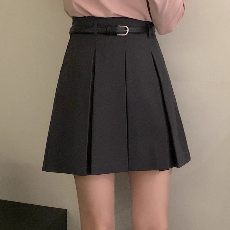 制服スカート ウエストベルト付きプリーツスカート
