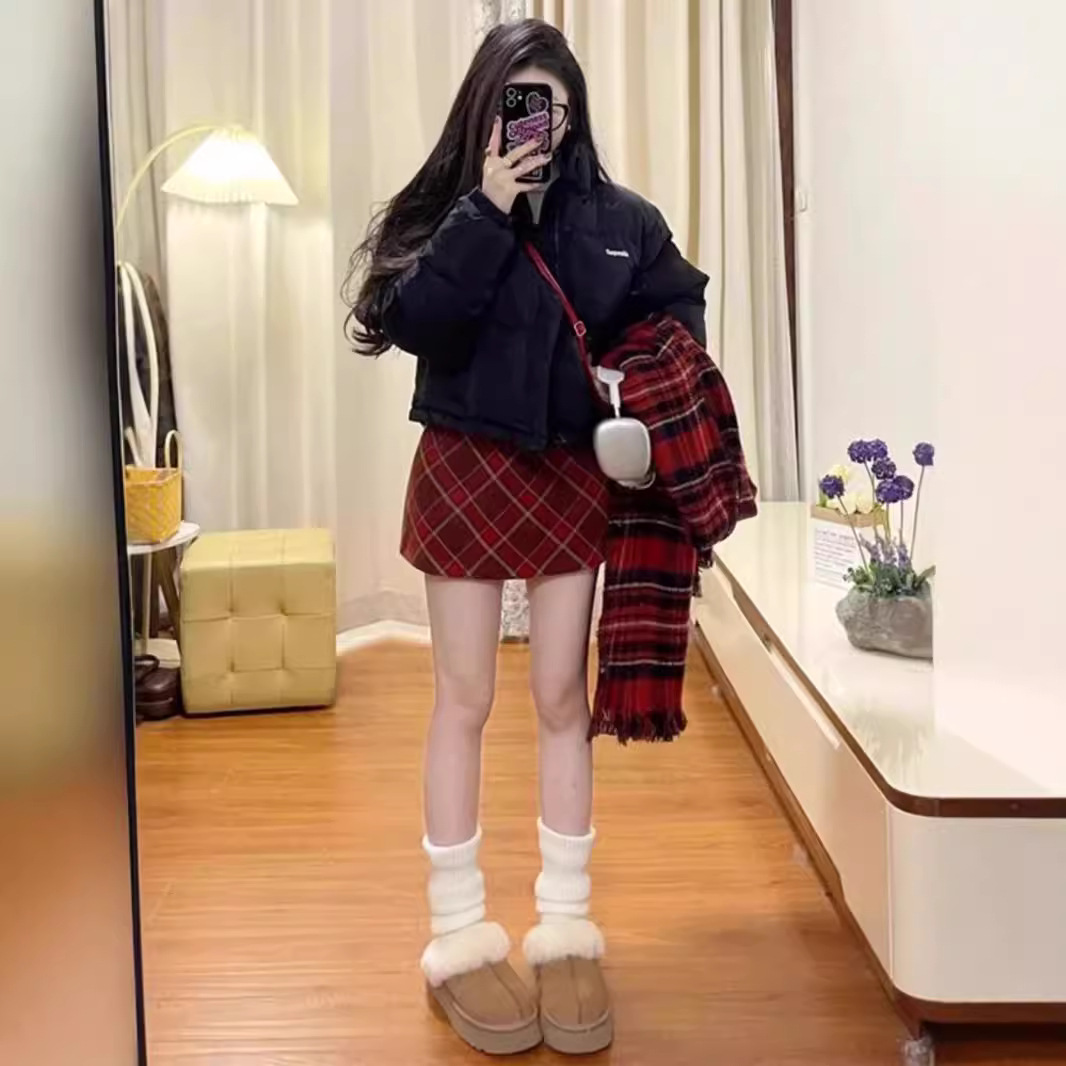 制服スカート 女学生風チェック柄タイトスカート