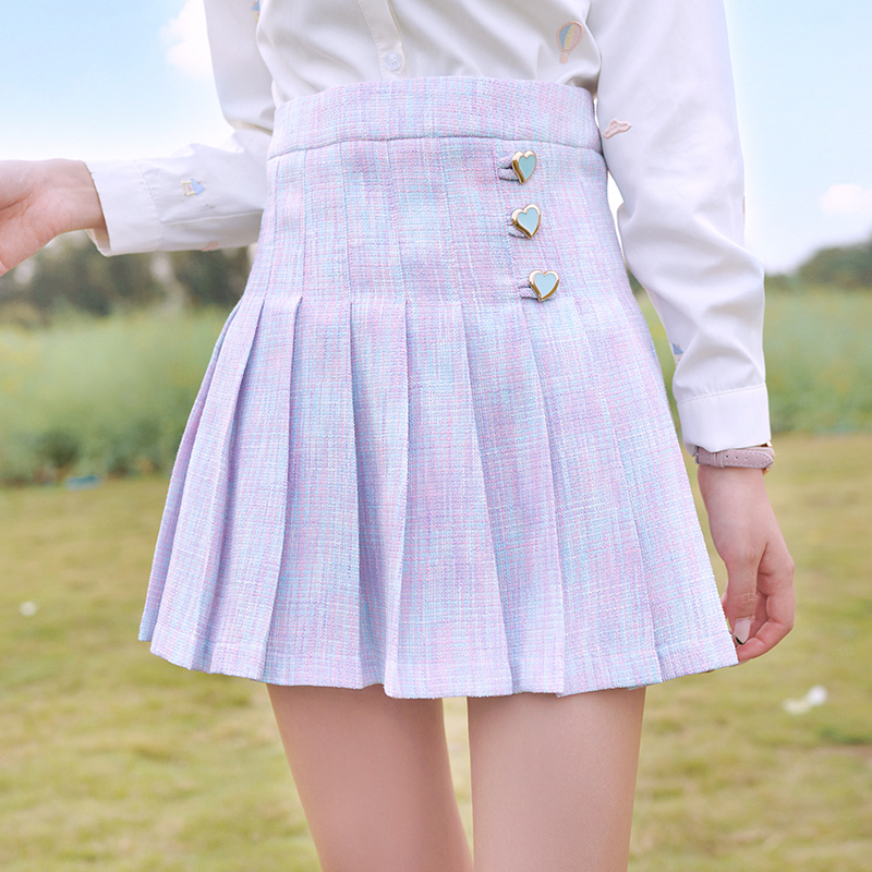 制服スカート ハート飾り付きプリーツスカート