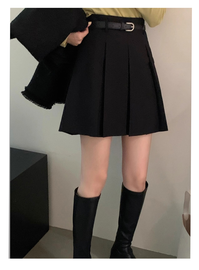 制服スカート ウエストベルト付きプリーツスカート