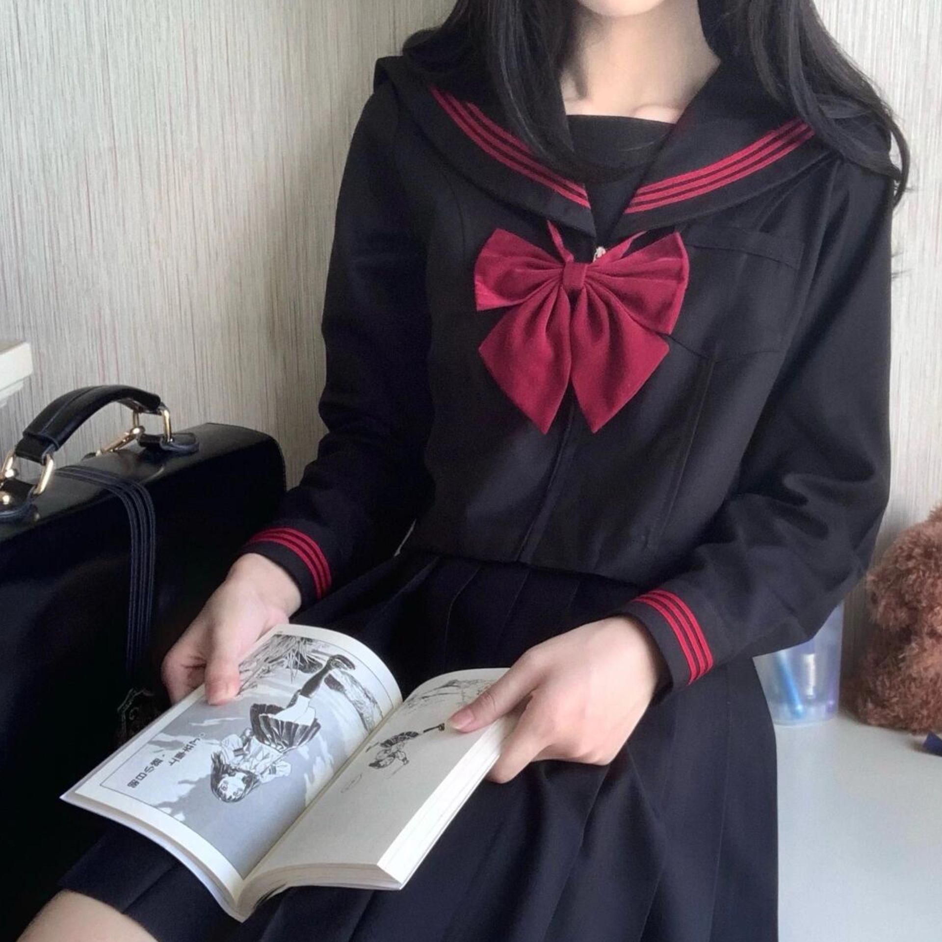 制服スカート 制服スカート 上品リボン付きプリーツセーラー