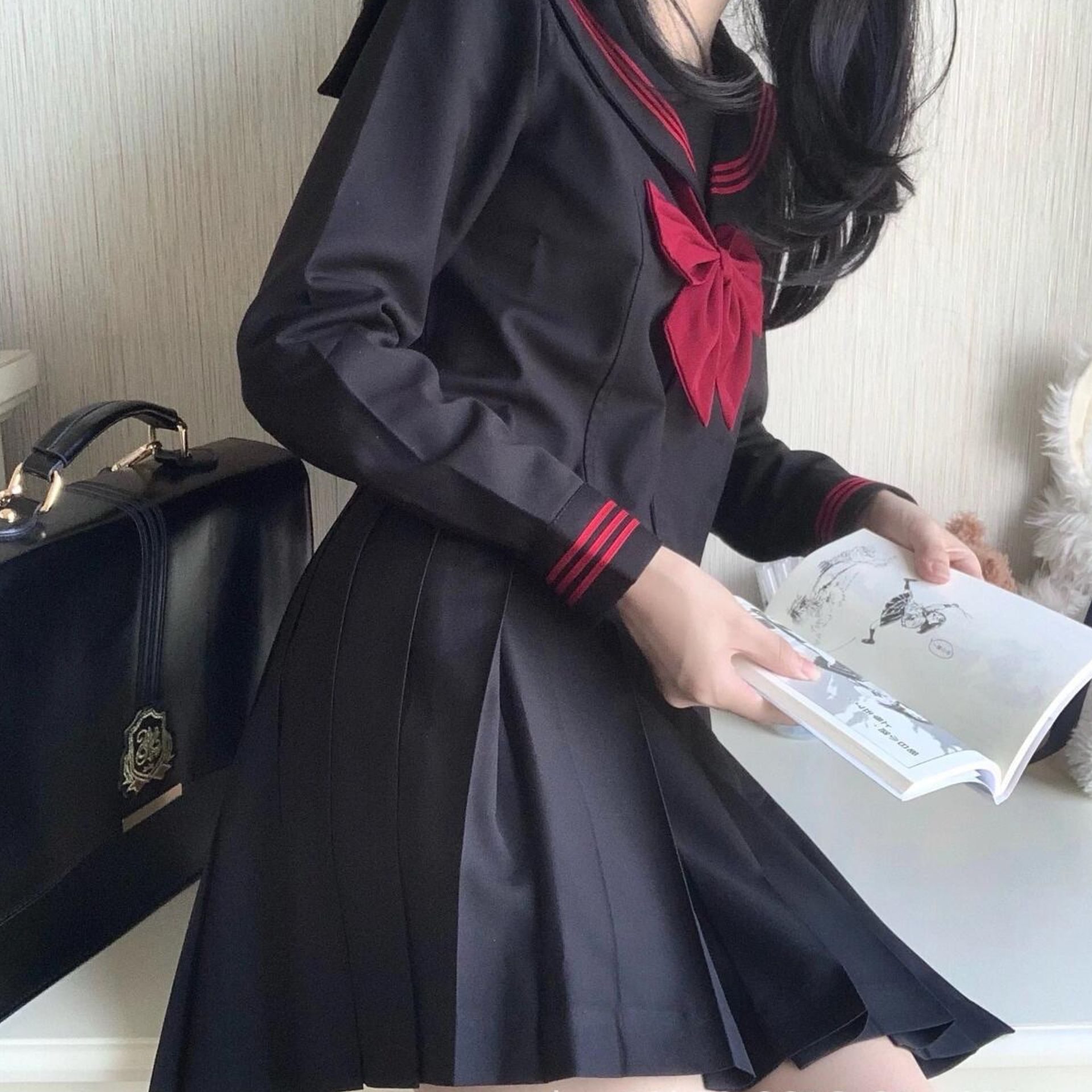 制服スカート 制服スカート 上品リボン付きプリーツセーラー