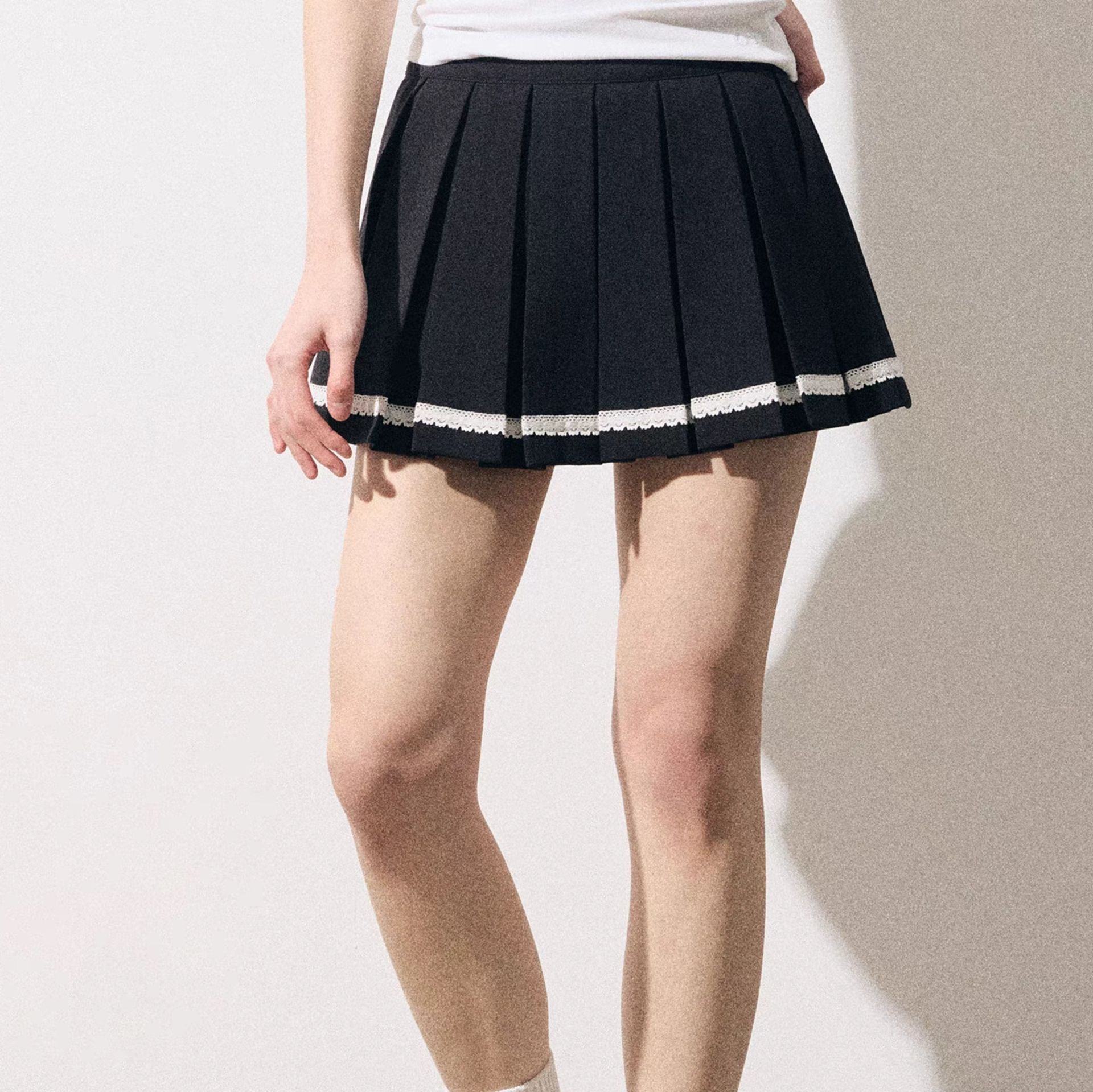 制服スカート 制服スカート レース飾りプリーツスカート