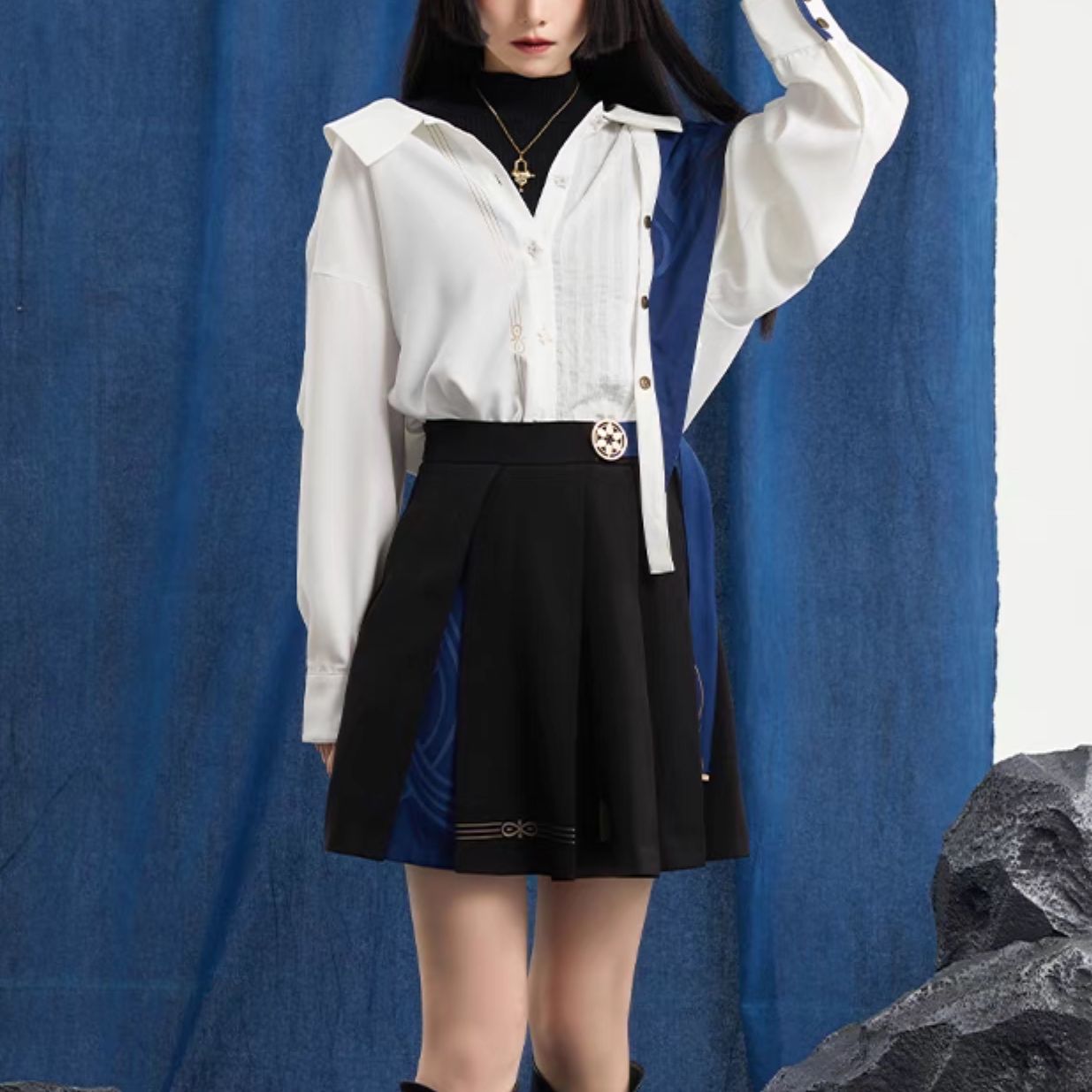 制服スカート 月光刺繍プリーツ制服スカート