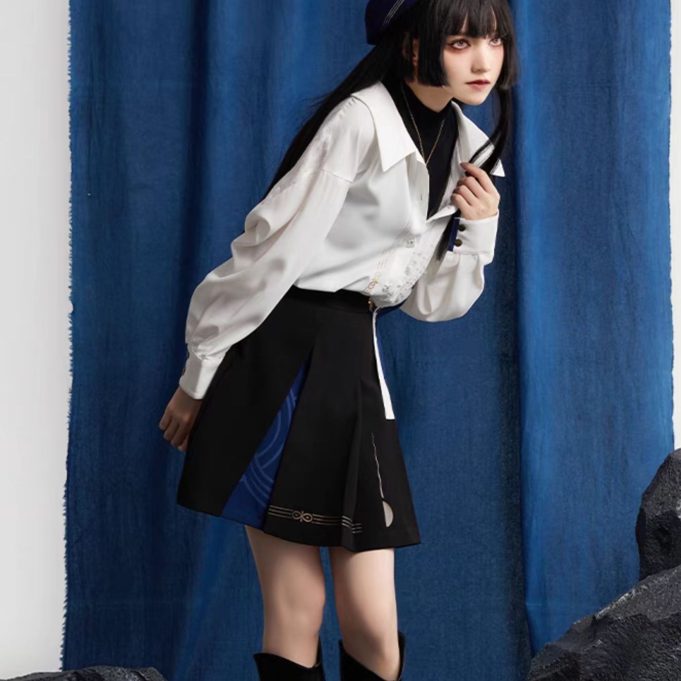 制服スカート 月光刺繍プリーツ制服スカート