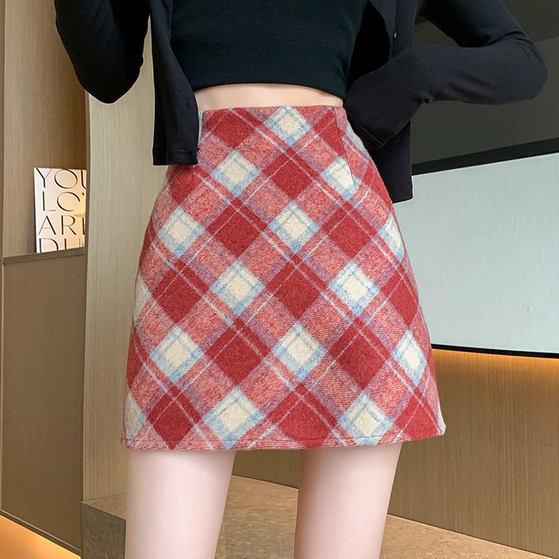 制服スカート 学生風チェック柄タイトミニスカート