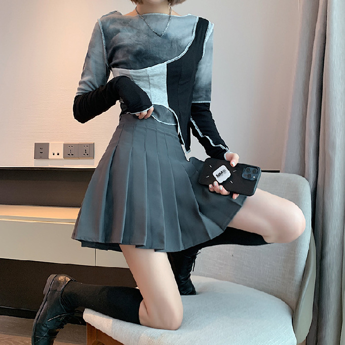 プリーツ制服スカート ミニ丈