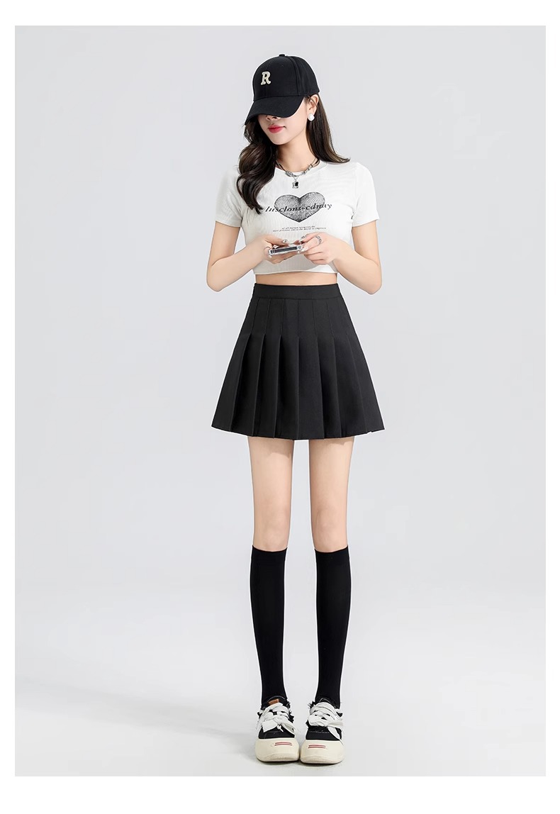 制服スカート すっきりシルエットプリーツミニ
