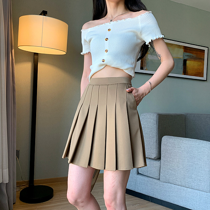 制服スカート ポケット付き美シルエットプリーツスカート