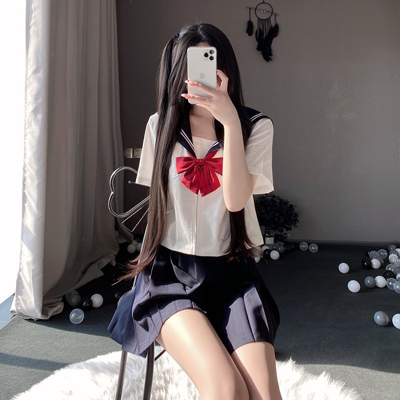 制服スカート 制服スカート リボン飾り清楚セーラー制服セット