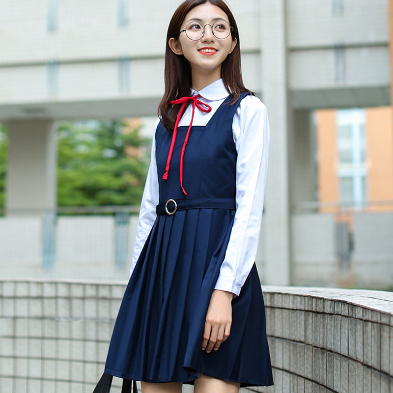 制服スカート 制服スカート リボン付きプリーツジャンパースカート
