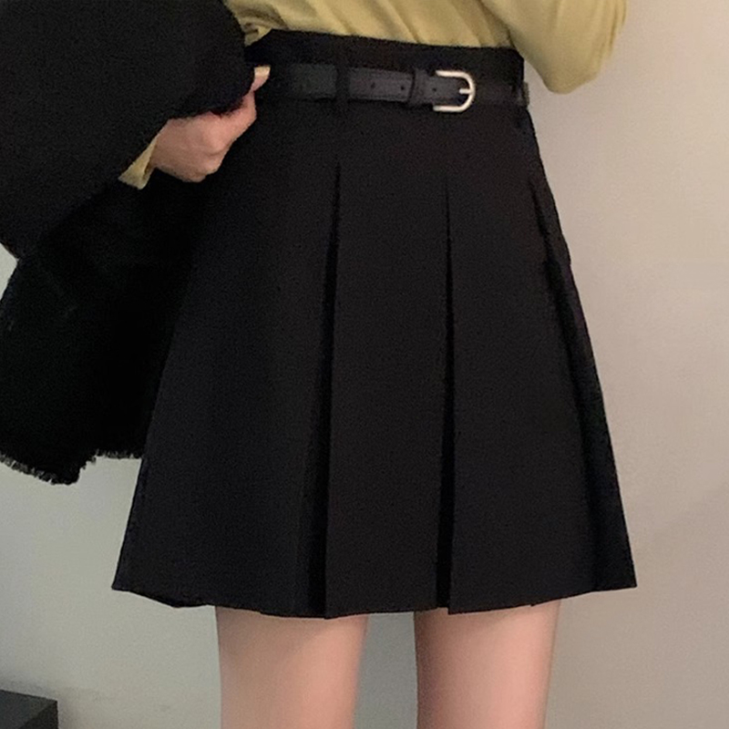 制服スカート ウエストベルト付きプリーツスカート