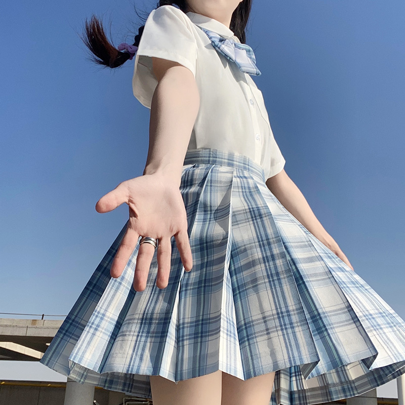 制服スカート 格子柄ハイウエストプリーツスカート