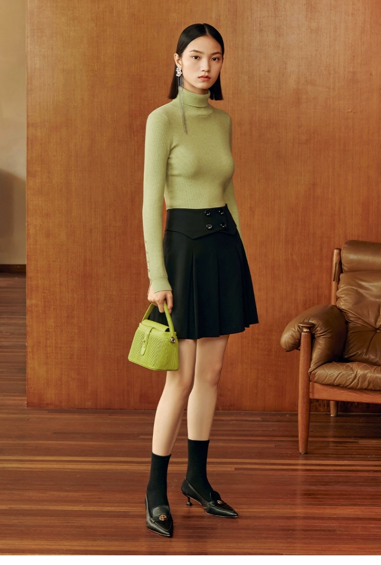 ハイウエストプリーツ制服スカート