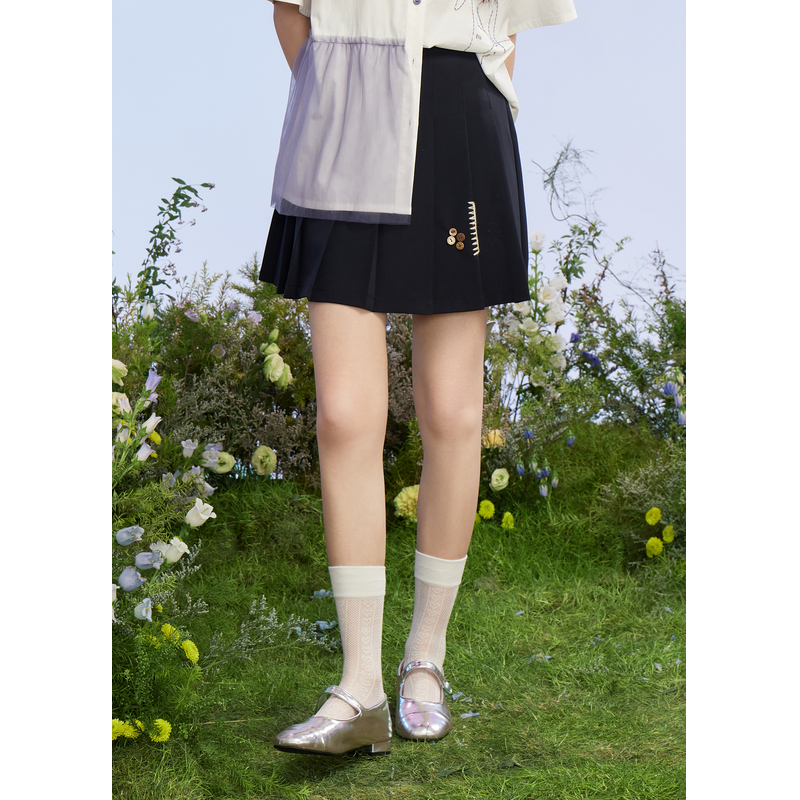 制服スカート 刺繍入り制服プリーツスカート