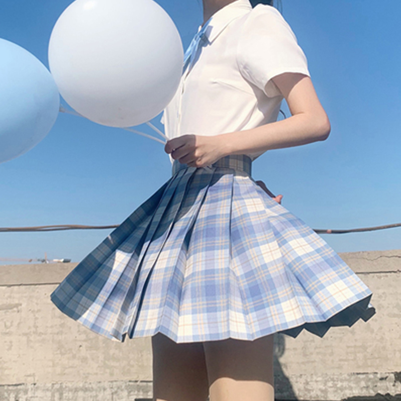制服スカート 格子柄ハイウエストプリーツスカート