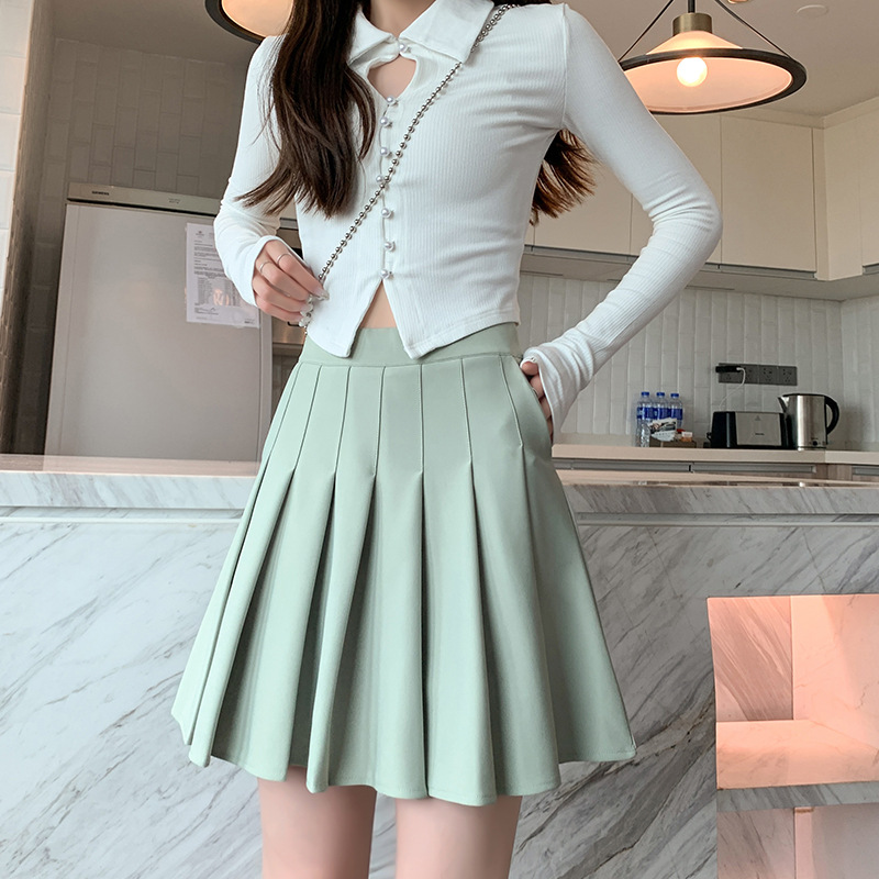 制服スカート ポケット付き美シルエットプリーツスカート