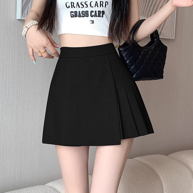 制服スカート レイヤード風プリーツ巻きスカート