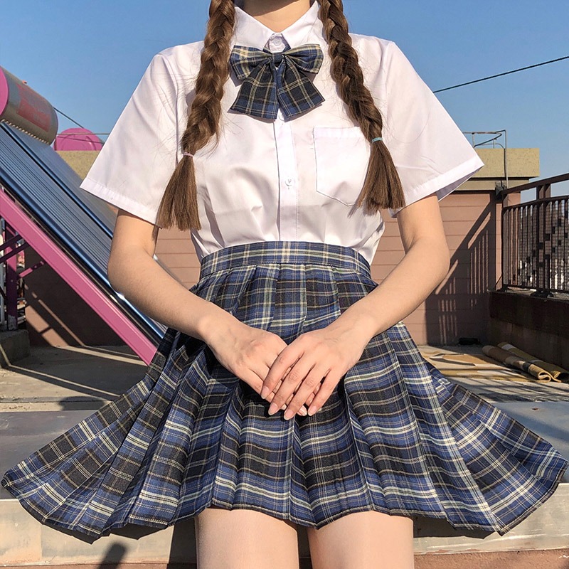 制服スカート 格子柄ハイウエストプリーツスカート