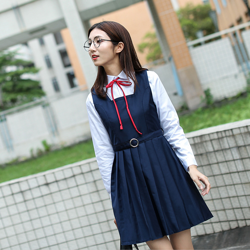 制服スカート 制服スカート リボン付きプリーツジャンパースカート