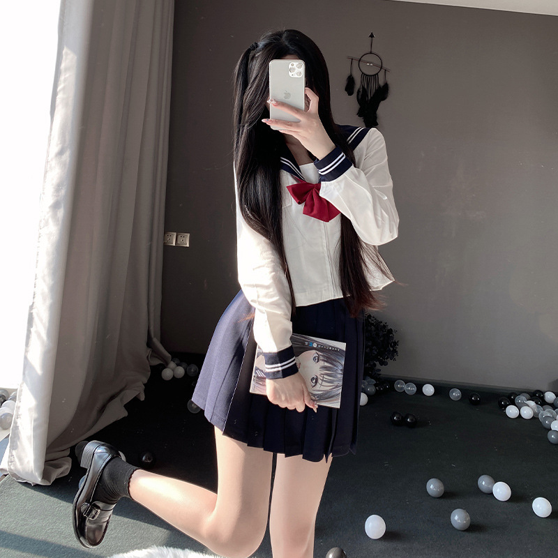 制服スカート 制服スカート リボン飾り清楚セーラー制服セット