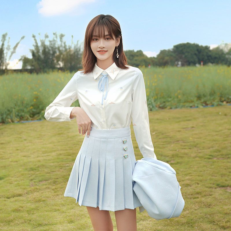 制服スカート ハート飾り付きプリーツスカート