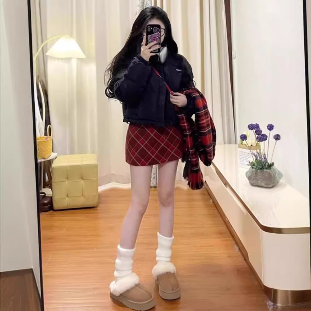 制服スカート 女学生風チェック柄タイトスカート