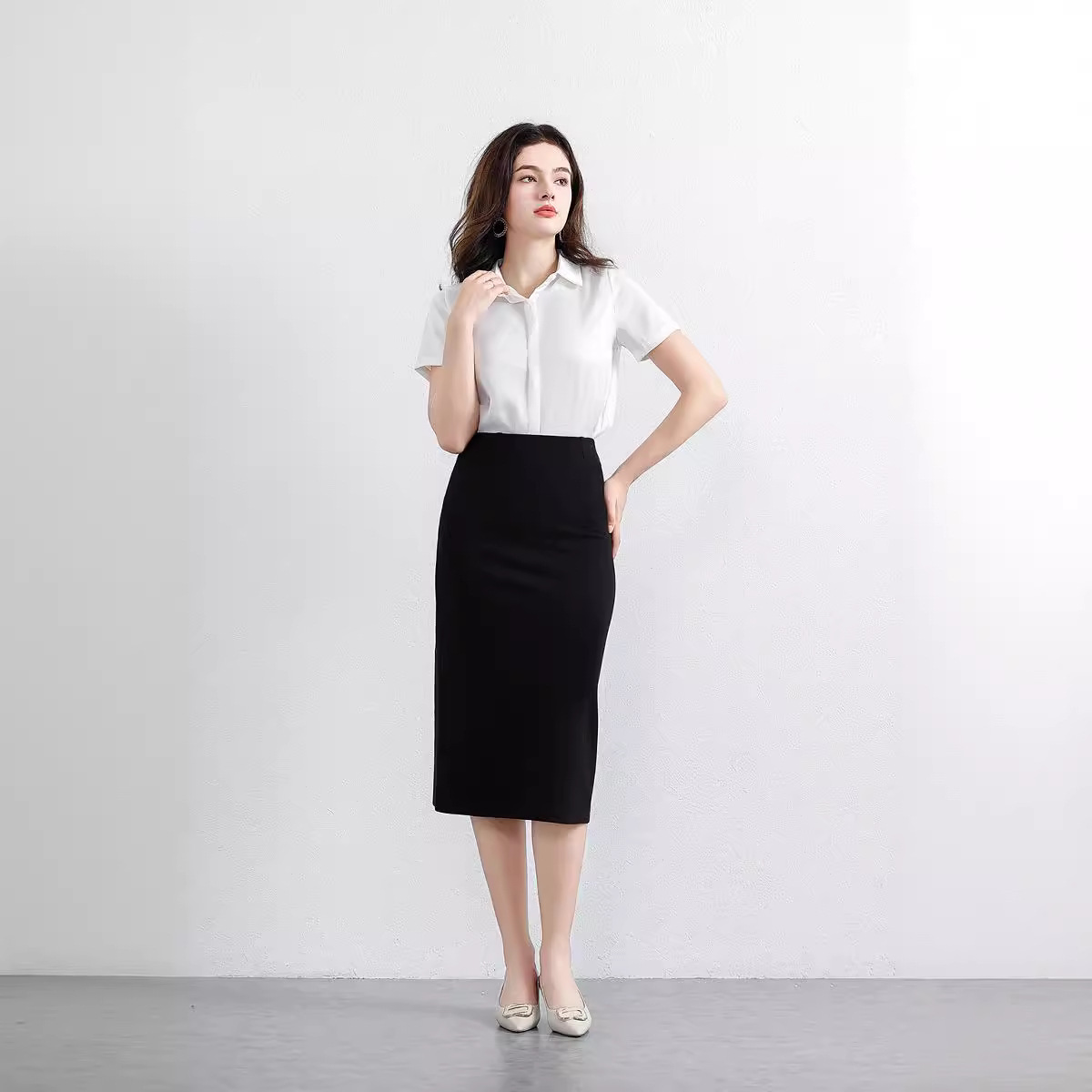 制服スカート オフィス向け美シルエットスカート