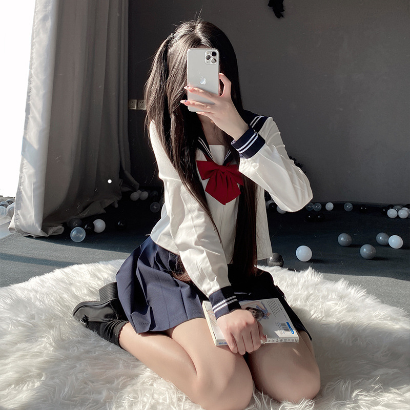制服スカート 制服スカート リボン飾り清楚セーラー制服セット