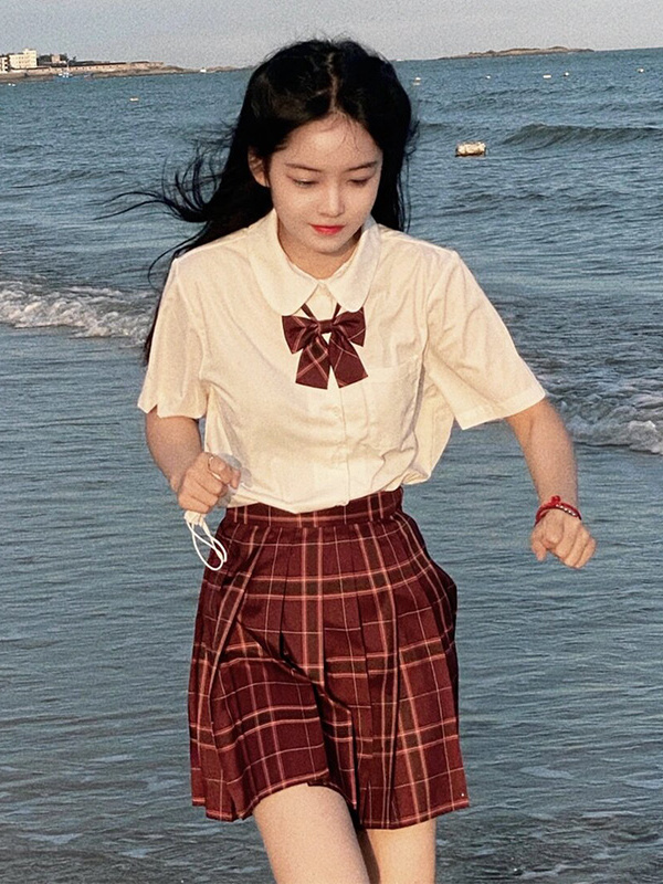 制服スカート 格子柄ハイウエストプリーツスカート