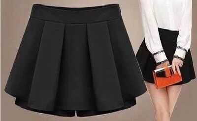 黒ファッション 立体プリーツデザインキュロットスカート