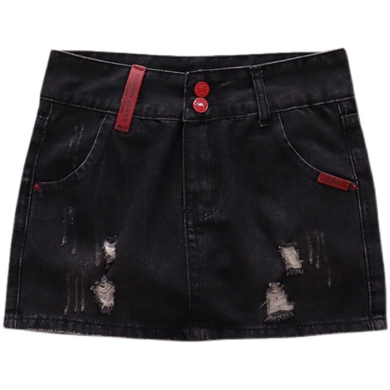 黒ファッション ダメージ加工デニムミニスカート