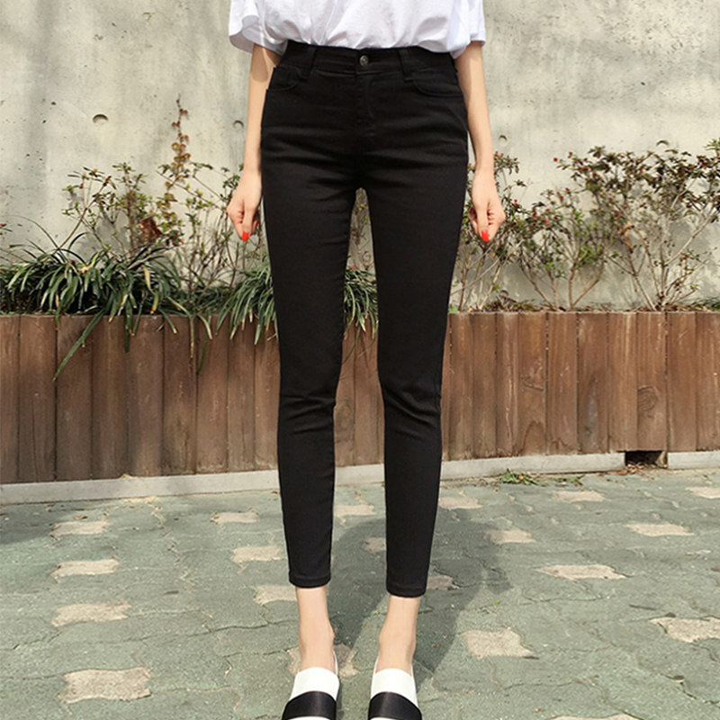 黒ファッション 美脚スリムハイウエストストレッチスキニーパンツ