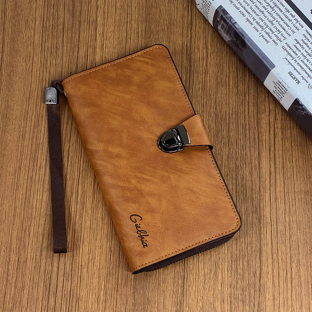 メンズ長財布 金具留め薄型紳士財布