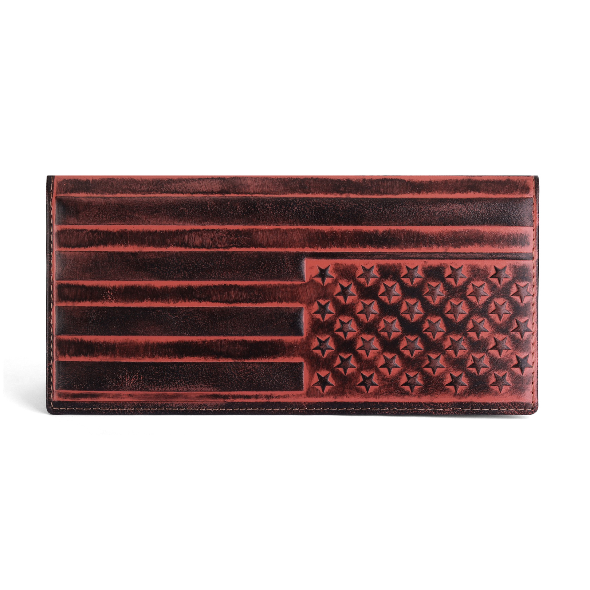 メンズ長財布 星型スタッズ装飾本革薄型長財布