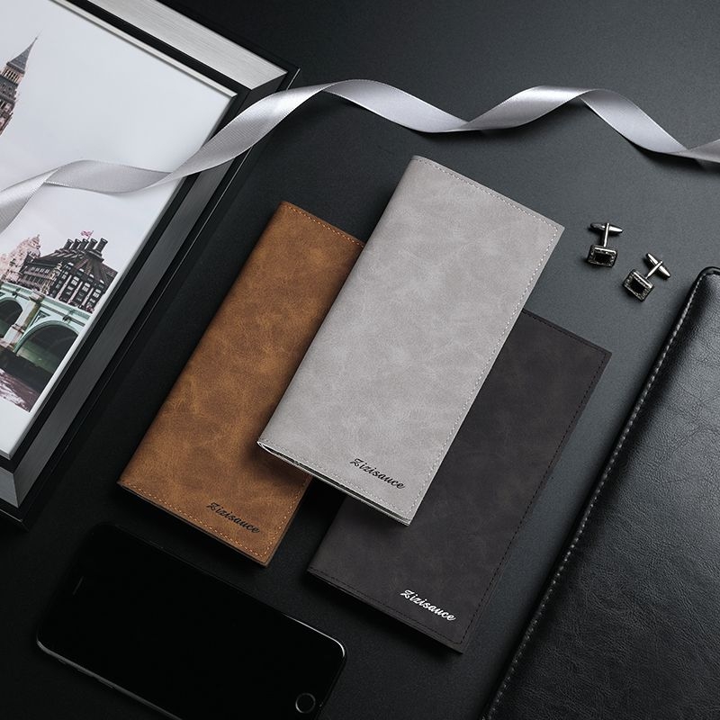 メンズ長財布 上質皮革仕様の薄型スリム長財布