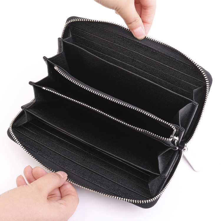 型押しレザー ラウンドファスナー メンズ長財布