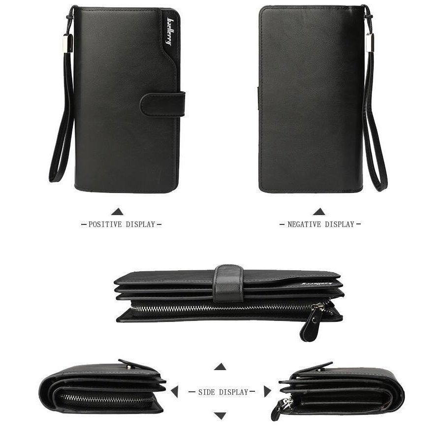 本革メンズ長財布 コンパクト設計 三つ折り小銭入れ付き