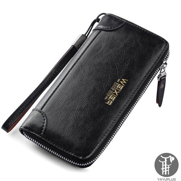 メンズ長財布 コンパクト ラウンドファスナー 大容量 本革調